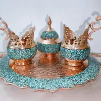 ست سینی قندان فیروزه کوب|صنایع دستی و سایر لوازم تزئینی|اصفهان, محله سفلی|دیوار
