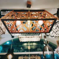 لوستر آویز چوبی سه لامپه کد ۱۵|لوستر و چراغ آویز|تبریز, |دیوار