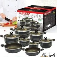 سرویس قابلمه سایز بزرگ هلنا 16 تیکه چدن کف زنبوری