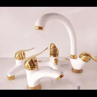 ست شیرالات سفید طلا برنجی