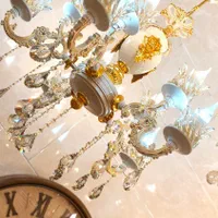 لوستر دوگل استاتیک کرم طلا فرانسه۴شاخه ۸لامپه بزرگ|لوستر و چراغ آویز|تبریز, |دیوار