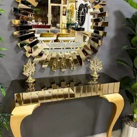 میز کنسول آینه مدل roya طلایی و سفید