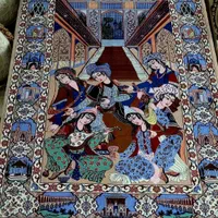 تابلو فرش دستبافت ۱۸۰ در ۱۲۰ بزم ۶۰ رج چله ابریشم