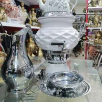 سماور گازی گاز سوز برنجی رنگ استیل و زغالی بولوتن|قوری، کتری، قهوه‌ساز دستی|اصفهان, باتون|دیوار