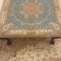 پارچه ترمه رو میزی یزد فیروزه ای 84×84|صنایع دستی و سایر لوازم تزئینی|تهران, پرستار|دیوار