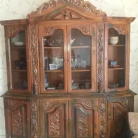 بوفه چوب گردو ویترینی