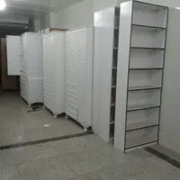 ست میز پیشخوان یا کانتر و کتابخانه سفید حنفی|کتابخانه، شلف، قفسه‌های دیواری|قم, نیروگاه|دیوار