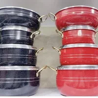 سرویس قابلمه چُدن و دسته طلایی بزرگ 7 تیکه زنبوری