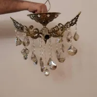 لوستر برنز۶شعله به همراه۲بچه لوستر حباب کریستال چک|لوستر و چراغ آویز|تهران, آبشار|دیوار