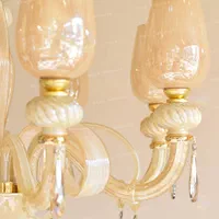 لوستر بلوری کریستالی مورانو کرمی|لوستر و چراغ آویز|تبریز, |دیوار