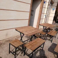 میز و صندلی چوب فلز نیمکتی تاشو کد A 67|میز و صندلی غذاخوری|رشت, کوی عرفان|دیوار