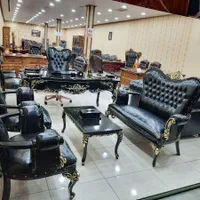 مبلمان اداری کلاسیک چوبی و چرمی لیدینگ