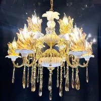 لوستر ۶شاخه ۱۲شعله سرامیکی خطی با گل اصل برنجی