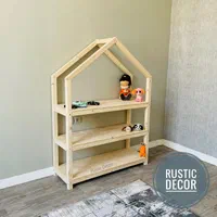 ویترین اتاق کودک چوبی روستیک دکور مدل کلبه ای