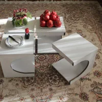 میز مدل سوپر کلاسیک سفید پنج تکه مربع|مبلمان خانگی و میز عسلی|اصفهان, باغ فدک|دیوار