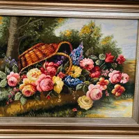 تابلو فرش دستباف طرح گل های وارونه آرزو های خوب