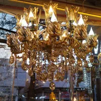 لوستر 10 شاخه 20 شعله برنجی (برنز)|لوستر و چراغ آویز|بروجرد, |دیوار