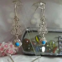 گوشواره نقره طرح لاله و گُل کد ۵۱۶ نگین آبی|جواهرات|اصفهان, مولوی|دیوار
