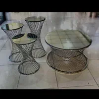 میز عسلی و جلو مبلی پایه فلزی مدرن مدل حصیری