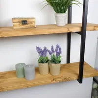 شلف دیواری چوب طبیعی و فلز مدل رها سه طبقه|کتابخانه، شلف، قفسه‌های دیواری|تهران, ستارخان|دیوار