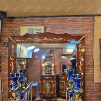 آینه و کنسول سه درب معرق بغل خم چوبی|بوفه، ویترین، کنسول|تهران, افسریه شمالی|دیوار