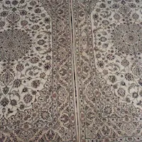 یک جفت فرش دستبافت گل ابریشم نائین ۴ متری