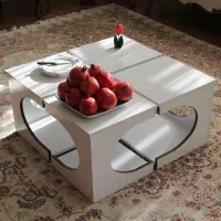 میز مدل سوپر کلاسیک سفید پنج تکه مربع|مبلمان خانگی و میز عسلی|اصفهان, باغ فدک|دیوار