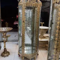 بوفه ویترین بزرگ منحنی تاجدار رز درشت برنز سوگلی