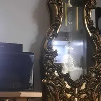 ساعت ایستاده چوب راش ورق طلا و بوفه ست ساعت