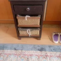 سبد سیب و پیاز چوب و سبد حصیری
