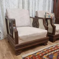 مبل ۷ نفره چوبی و حصیری|مبلمان خانگی و میز عسلی|مشهد, سجاد شهر|دیوار