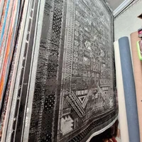 قالی ابریشمی ۶ متر نگارین بسکابادی مشکی|فرش|مشهد, امیر|دیوار