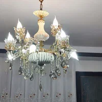 لوستر12شعله واژگون ترکیب برنزوسرامیک تولیدی رستمی