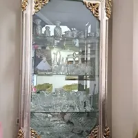 ویترین تمام چوب منبت درب بغل رنگ ورق نقره و طلا|بوفه، ویترین، کنسول|تهران, امام حسین(ع)|دیوار