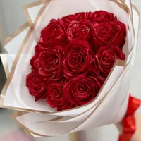 دسته گل رز روبانی