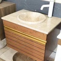 روشویی کابینتی روکش دار طرح چوب