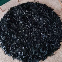 دایره شگی پرز بلند تمام چرم مشکی پادری|پادری|مشهد, هنرستان|دیوار