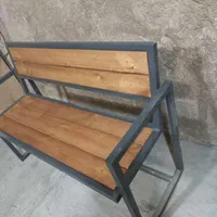میز و نیمکت چهارنفره چوبفلز روستیک نیمکت دسته دار|صندلی و نیمکت|شیراز, دوکوهک|دیوار