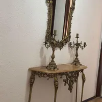 آینه و شمعدان برنز قدیمی