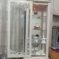 بوفه ویترین رنگ سفید آیینه دار|بوفه، ویترین، کنسول|ری, |دیوار