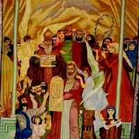 تابلو فرش دستباف شاهکار ۵متری صلح ادیان چله ابریشم