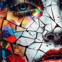 تابلو نقاشی رنگ روغن چاپ شاسی مدرن سوررئال چهره زن|تابلو، نقاشی، عکس|تهران, سردارجنگل|دیوار