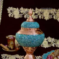 قندان ،   مس فیروزه کوب|ظروف سرو و پذیرایی|اصفهان, محله سفلی|دیوار