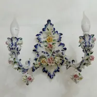 لوستر چینی گل برجسته سفید ابی گل قالبی|لوستر و چراغ آویز|فردیس, |دیوار