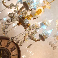 لوستر دوگل استاتیک کرم طلا فرانسه۴شاخه ۸لامپه بزرگ|لوستر و چراغ آویز|تبریز, |دیوار