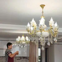 لوستر 12 شعله ترکیب برنز و سرامیک تولیدی رستمی|لوستر و چراغ آویز|زنجان, |دیوار