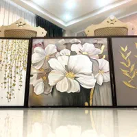 تابلو گل نقاشی سه تیکه