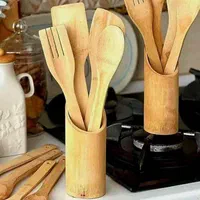 ست کفگیر و ملاقه بامبو|ظروف پختوپز|کرمان, |دیوار