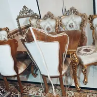 ناهار خوری سلطنتی چوب ۶ نفره با شیشه دودی این قیمت