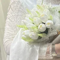 دسته گل عروس لاله لمسی وارداتی|گل مصنوعی|تهران, نازی‌آباد|دیوار